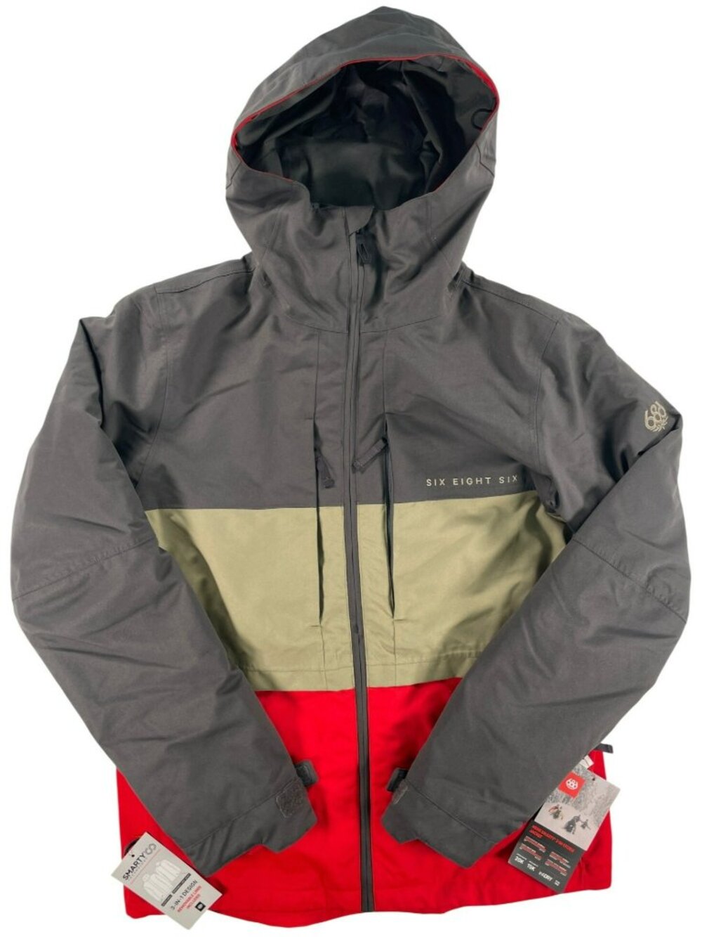686 Smarty 3-In-1 Form Jacket Charcoal Colorblock Snowboard Ski Men's Size M NEW